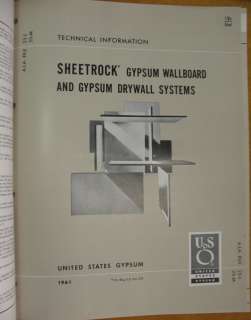 United States Gypsum Catalog Sheetrock Drywall Pyrobar Installation 
