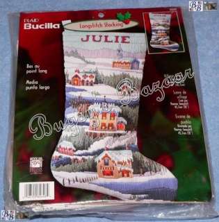 Bucilla VILLAGE Longstitch Needlepoint Stocking Kit  