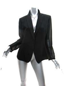 DONNA KARAN Beautiful Black Jacket Sheer Sleeves/Back M  