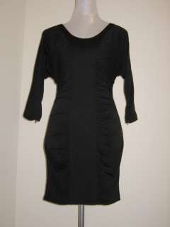 Catherine Malandrino RUCHED JERSEY Wool Dress Womens Black NWT  