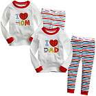 NEW Baby & Toddler Gril BOys Sleepwear Pajama set  Love MoM DaD 