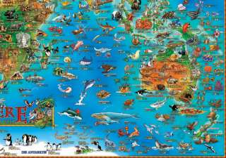 Kinderzimmer Poster Weltkarte mit Tieren 97x137cm  