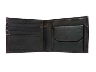   Leather Wallet 4 Credit card slots press stud coin pocket Black Brown