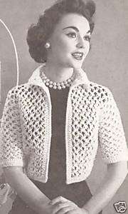 Vintage Crochet Knot Lace Bolero Shortie Jacket Pattern  