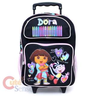 Dora The Explorer Dora & Boots Large Roller Backpack  Crayon Black