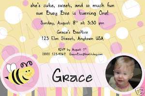 Bumble Bee PERSONALIZED Photo Birthday Invitations  