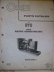 Onan DYD Begin Spec F Generator Parts Catalog Manual  