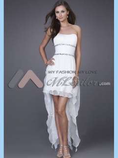 line Strapless Asymmetrical Organza Prom Dress (MLPP16727)  