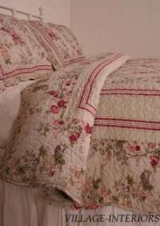 FRENCH COUNTRY HOME ROSE VINE FLORAL KING QUILT + SHAMS SET   