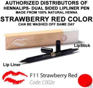Henna Lips Pen Lip Liner Lipstick STRAWBERRY RED Color  
