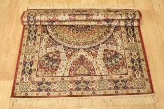 Stunning Gonbad Design 100% Silk Gum Ghom Persian Oriental Area Rug 