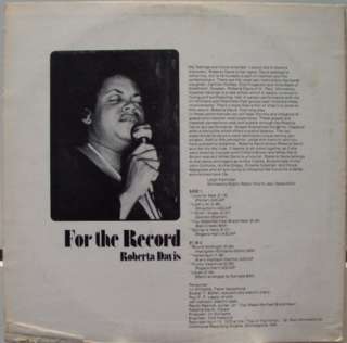 Private 1975 Soul Jazz ROBERTA DAVIS for the record LP  