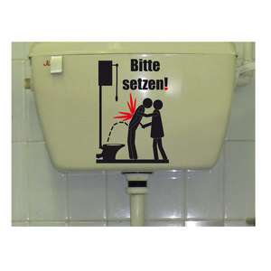 Wandtattoo WC Türaufkleber Bad Mann/Frau Klo Toilette bitte setzen 