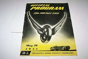 1951 INDIANAPOLIS INDY 500 CAR RACE PROGRAM  
