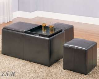NEW CLAIRE TWO SEAT BYCAST LEATHER STORAGE OTTOMAN  