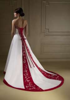 Brautkleid Hochzeitskleid rot/weiß/34/36/38/40/42/44/46  