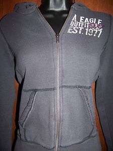AMERICAN EAGLE fleece hoodie sweatshirt womens size small S zipper 