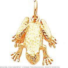 14K Gold Polished 3D Frog Charm Jewelry FindingKing  