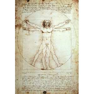 Keilrahmenbild   Leonardo da Vinci Proportionszeichnung 60 x 90 cm 