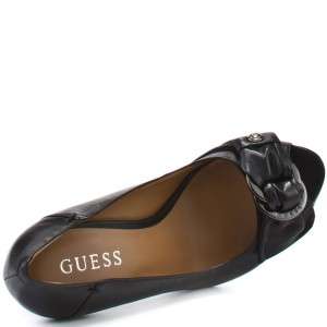 NEW GUESS Black TRESS Leather Peep Toe Pumps Shoes Heels SIZES 6 10 
