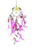   Dreamcatcher Pink Lila Indianer mit Perlen Glitzer Echte Federn 102