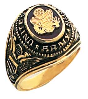   Mens 10 or 14k Yellow Gold United States US Army Military Ring  
