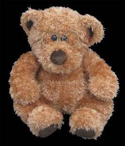 GUND 13 Plush Brown Scruffy Haired TEDDY BEAR w/ Glasses Stuffed 
