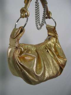 SMAK Gold Metallic Leather Hobo Handbag  