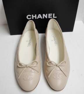 CHANEL Classic CC Quilted Leather Ballerina Flats Shoes 40.5  