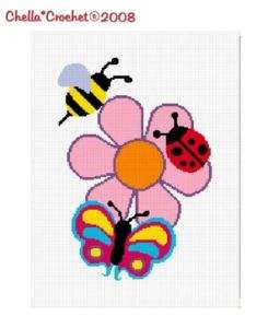 Ladybug, Bee, Butterfly Afghan Crochet Pattern Graph  