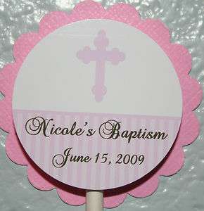 Personalized Girls Theme Baptism Christening Cupcake & Cake Toppers 