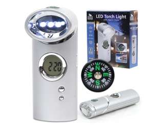 LED Torch Light Flashlight with Alarm Clock and Compass 044902047312 