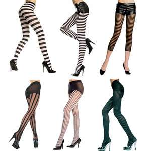 Multi Striped Pin Stripe Fuzzy Vertical Horizontal Stockings Pantyhose 