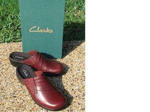 NEW Clarks Prarie Flower Ladies Wine Mule Shoes Style 35547 