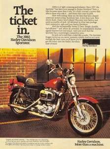 1980 Harley Davidson Sportster Original Color Ad  