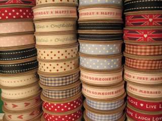 Large Fabric Ribbon Reel 3m Metres Roll Shabby Chic Vintage Style East 