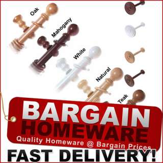 50% SALE* 28mm REAL WOOD CURTAIN POLE SET * Wooden poles   Rings 