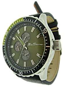 Ben Sherman Gents/Mens Watch Multi Dial Olive Colour Black Leather 