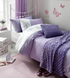 Girls Single & Double Pink / Lilac Duvet Sets / Curtains   Embroidered 