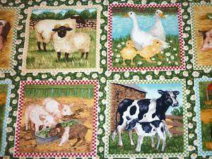 FQ FARM ANIMALS PATCHWORK FABRIC PIGS DUCK CHICKENS  