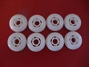   of 8 80mm / 85A WHITE inline in line blank rollerblade wheels DURABLE