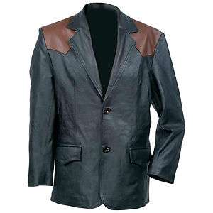 Mens Western Style Genuine Cowhide Leather Sport Jacket   Blazer 