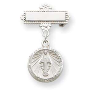  Sterling Silver Miraculous Medal Pin Jewelry