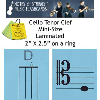 Cello Tenor Clef Mini Ring Laminated Music Flashcards  