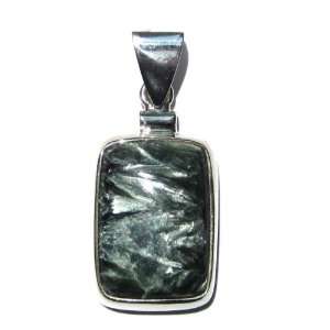  Genuine Seraphinite and Sterling Silver Medium Rectangular 