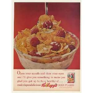  1964 Bowl of Kelloggs Corn Flakes with Raspberries Print 