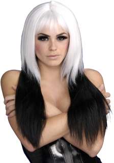 Dipped in Darkness Wig  Long Black and White Wig