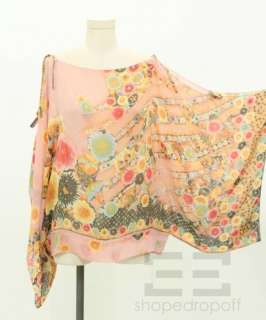 Etro Pink & Multicolor Floral Print Sheer Silk Tie Sleeve Tunic  