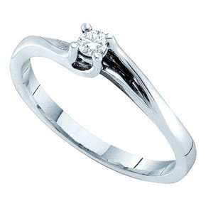  1/10 Carat Diamond 14k White Gold Solitaire Promise Ring 