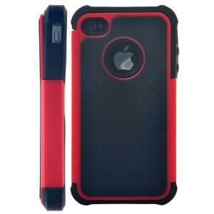 Dual Detachable Plastic and Silicone Case for iPhone 4/iPhone 4S (Red)